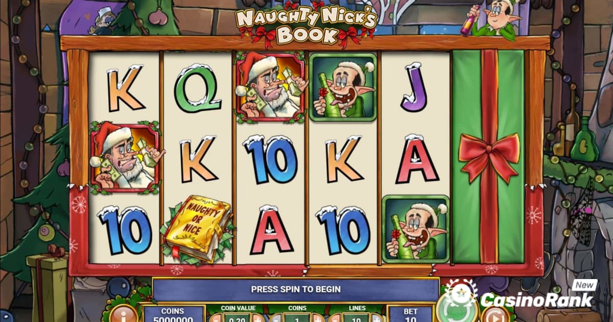 Doživite najnovejše igralne avtomate Play'n Go z božično tematiko: Naughty Nick's Book